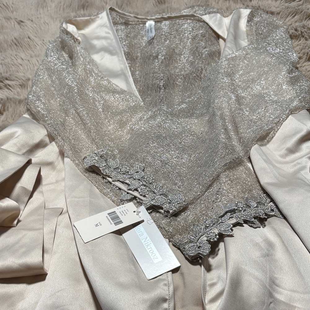 Anthropologie Shimmering Silver Robe - Picture 5 of 8